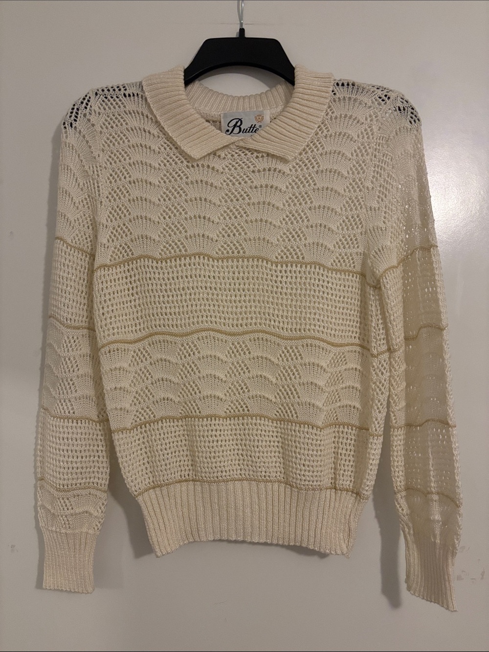 Vintage Cream Open-Knit Sweater